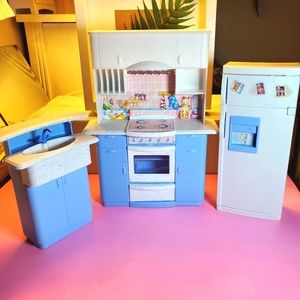 1998 Barbie Blue and White Kitchen Playset